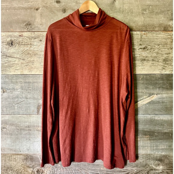 Pact Womens NWT Mock Neck Long Sleeve Tee 3XL Rust Sustainable Norm Core Basic - Picture 1 of 9